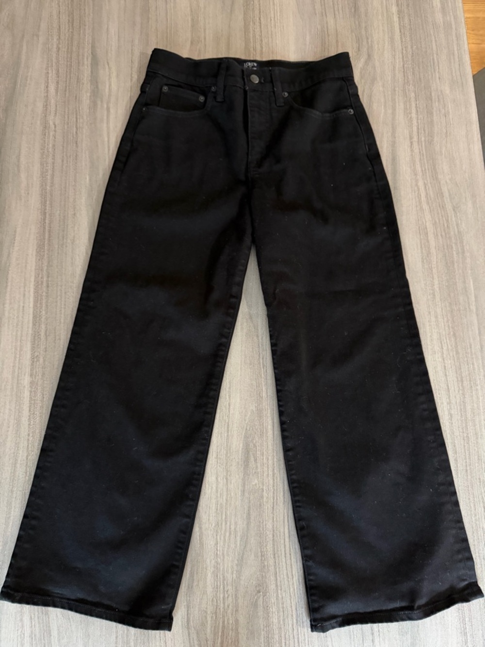 J Crew Factory Black, Wide Leg Cropped Jeans, Size 26